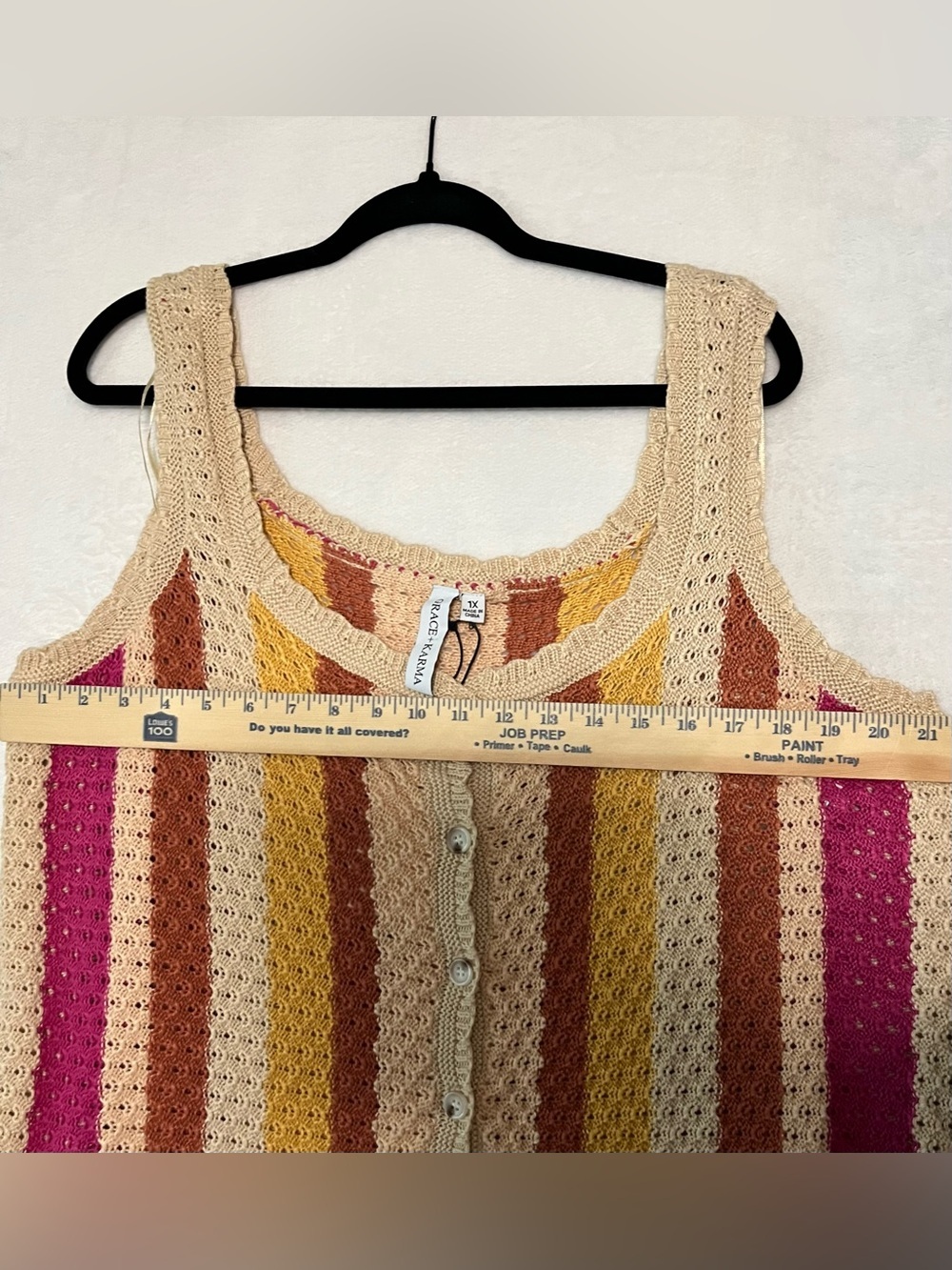 Grace + Karma NWT Boho Crochet Knit Tank 1X Festival Hippie Retro 70’s Vibe - Picture 5 of 6